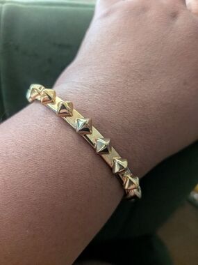 Stella & Dot Gold Pyramid Spikes Metal Cuff Bracelet